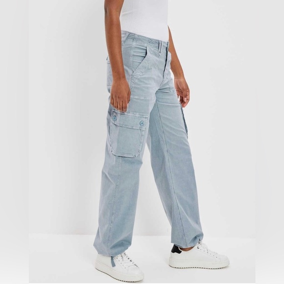 American Eagle Blue Snappy Stretch Baggy Cargo Jogger Pants size 12 - Picture 3 of 16